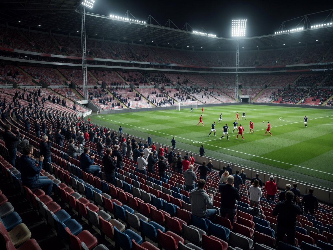Empty stadium seats overlooking a tense football relegation fixture